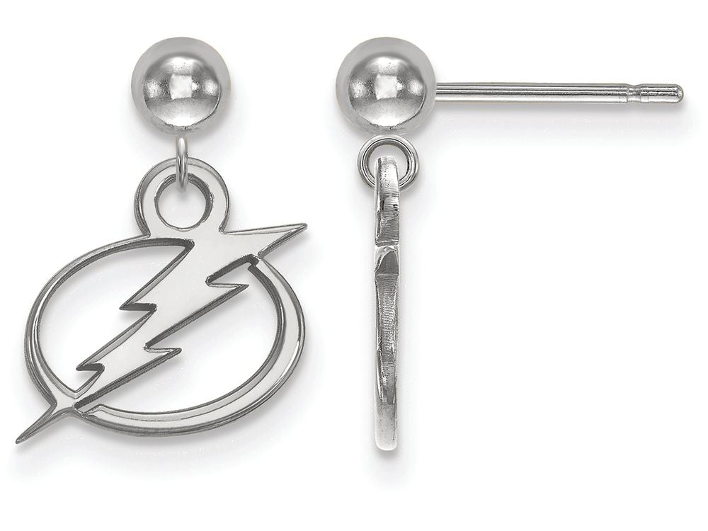 14k White Gold Nhl Logoart Tampa Bay Lightning Earrings Dangle Ball