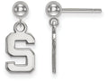 14k White Gold Logoart Michigan State University Earrings Dangle Ball