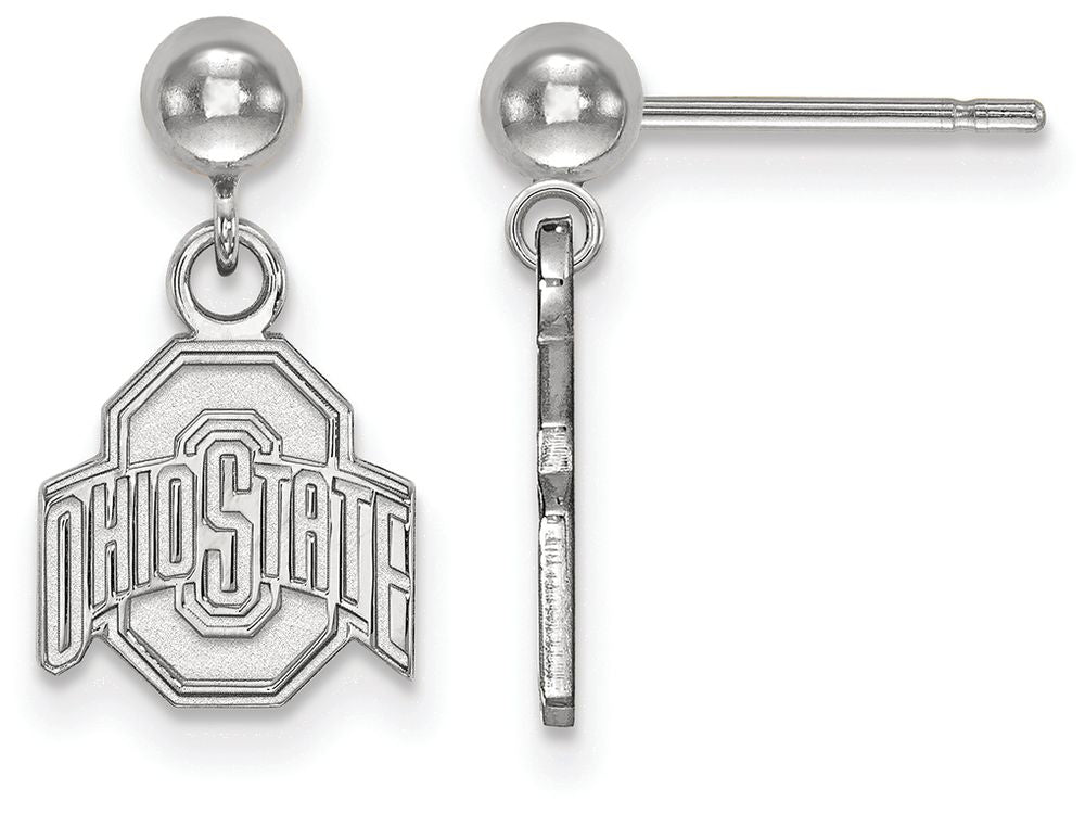 14k White Gold Logoart Ohio State University Earrings Dangle Ball