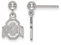 14k White Gold Logoart Ohio State University Earrings Dangle Ball