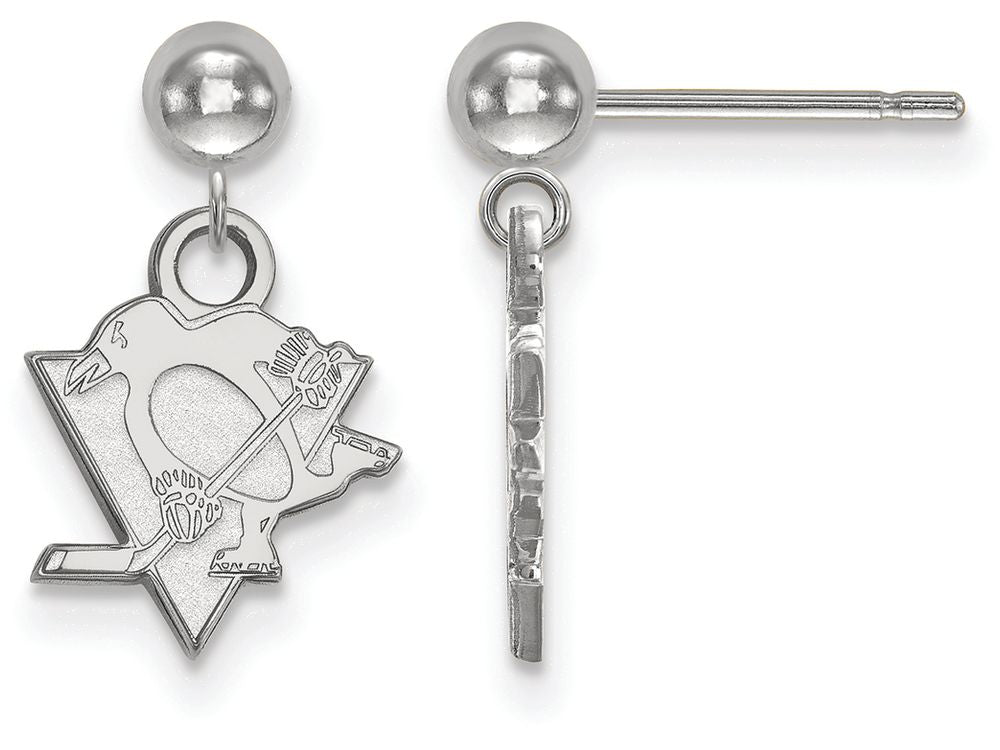 14k White Gold Nhl Logoart Pittsburgh Penguins Earrings Dangle Ball