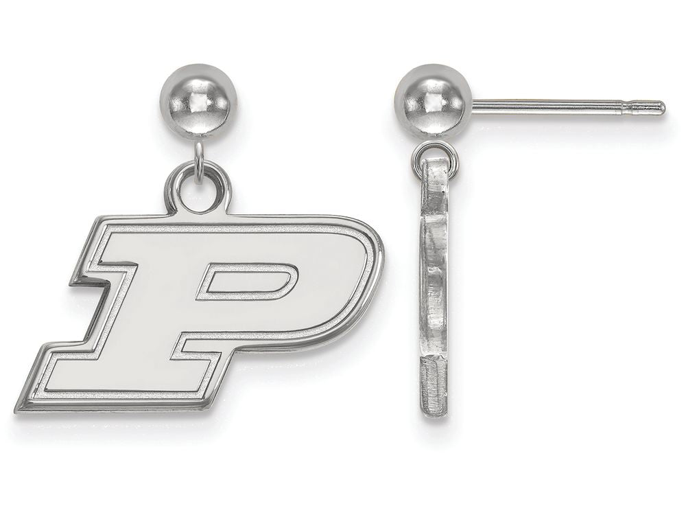 14k White Gold Logoart Purdue Earrings Dangle Ball