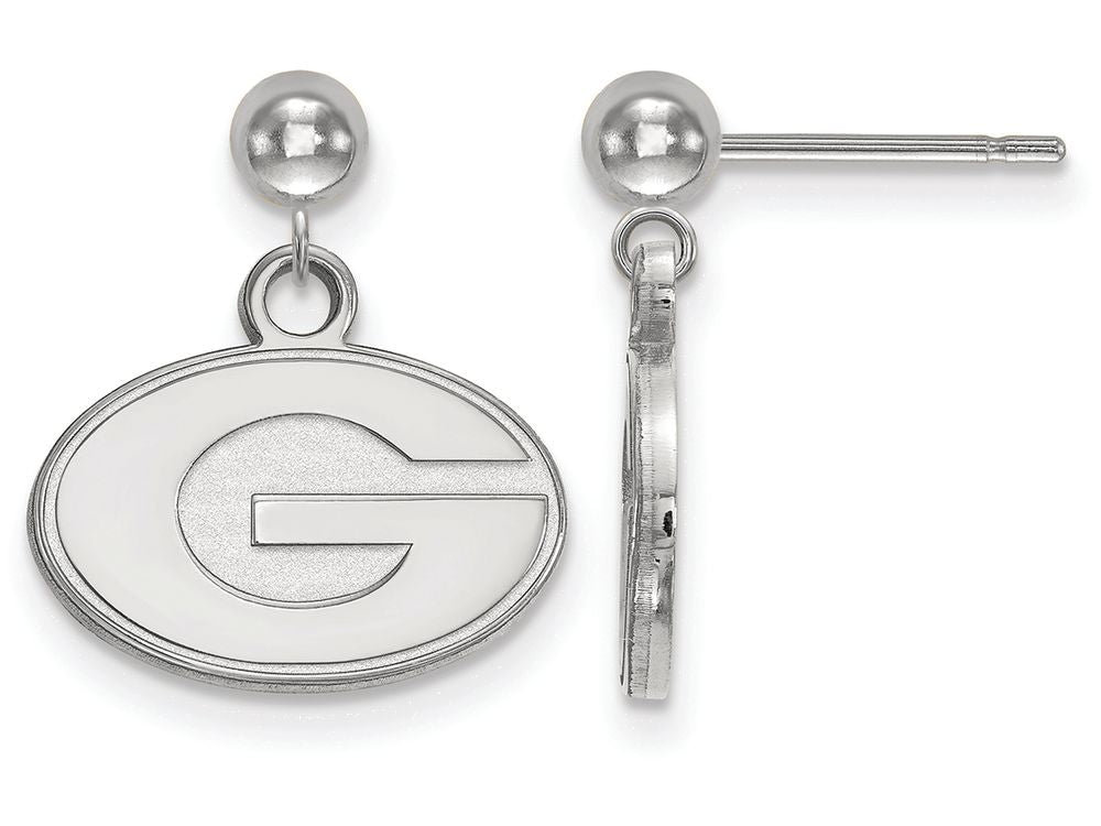 14k White Gold Logoart University Of Georgia Earrings Dangle Ball