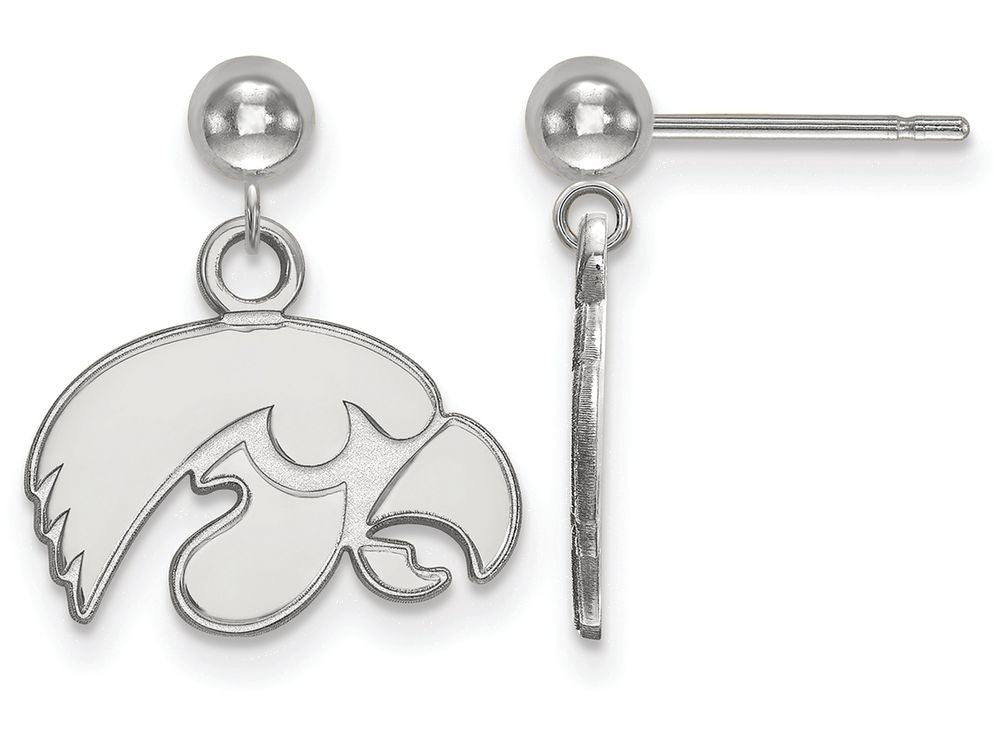 14k White Gold Logoart University Of Iowa Earrings Dangle Ball