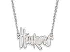 14k White Gold Logoart University Of Nebraska Large Pendant Necklace