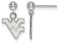 14k White Gold Logoart West Virginia University Earrings Dangle Ball