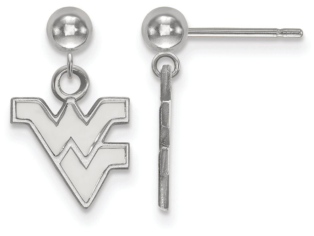 14k White Gold Logoart West Virginia University Earrings Dangle Ball