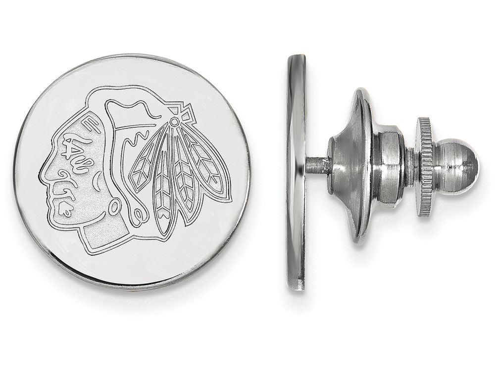 14k White Gold Nhl Logoart Chicago Blackhawks Lapel Pin
