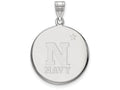 14k White Gold Logoart Navy Large Disc Pendant
