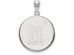 14k White Gold Logoart Navy Large Disc Pendant