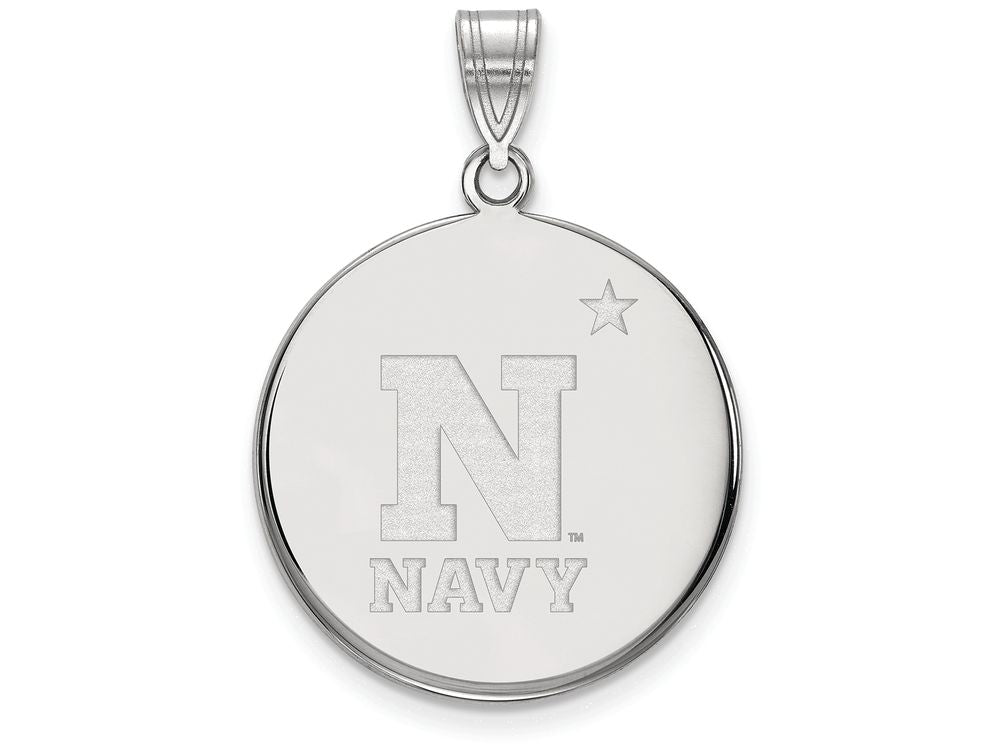 14k White Gold Logoart Navy Large Disc Pendant
