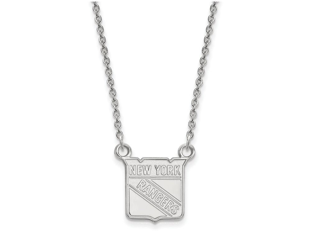 14k White Gold Nhl Logoart New York Rangers Small Pendant Necklace