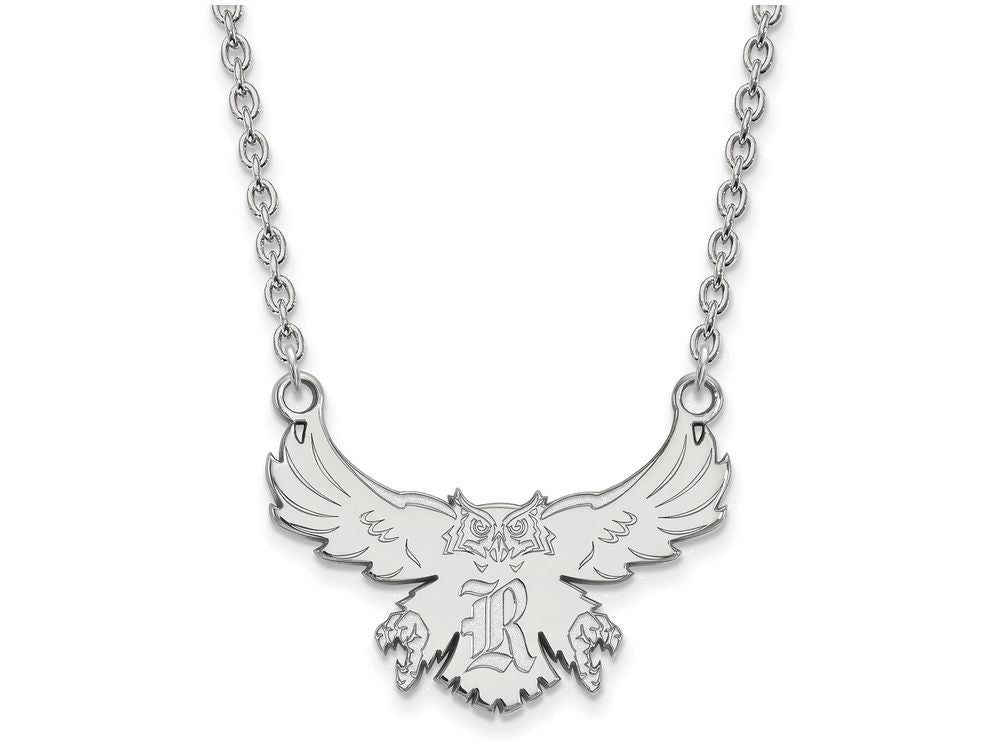 14k White Gold Logoart Rice University Large Pendant Necklace