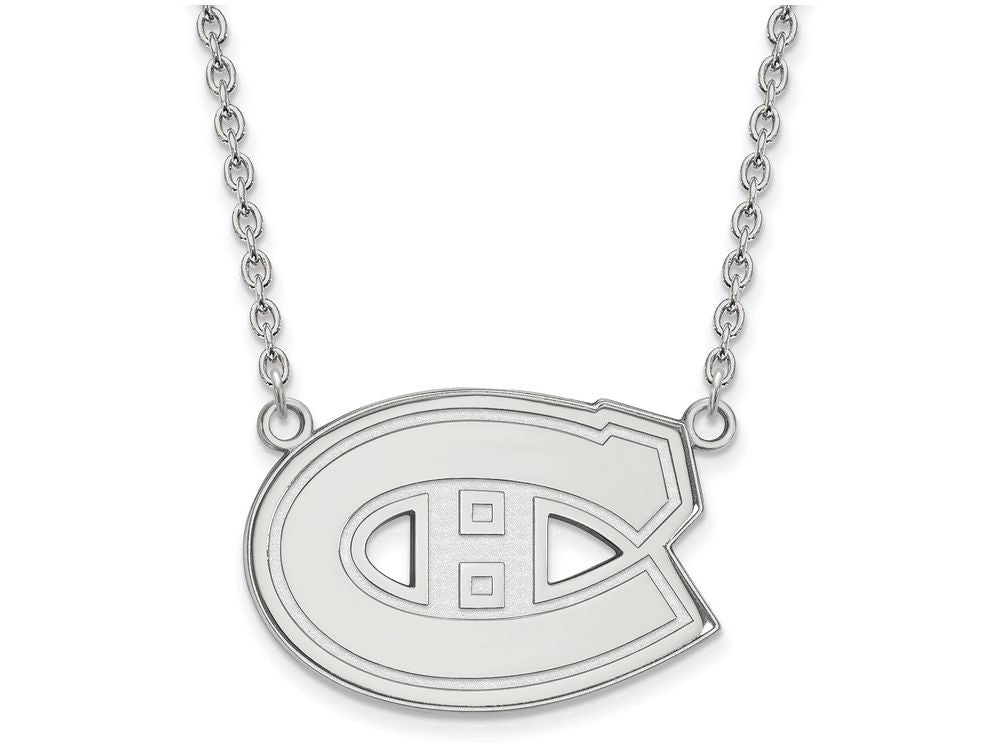 14k White Gold Nhl Logoart Montreal Canadiens Large Pendant Necklace