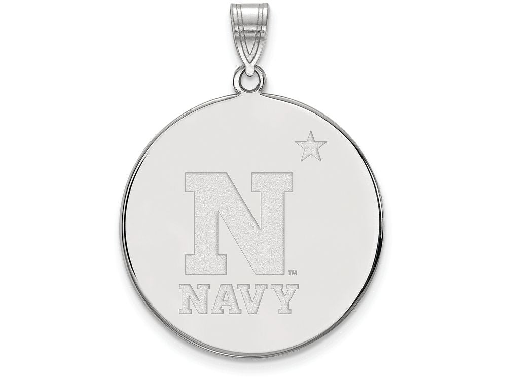 14k White Gold Logoart Navy Extra Large  Disc Pendant