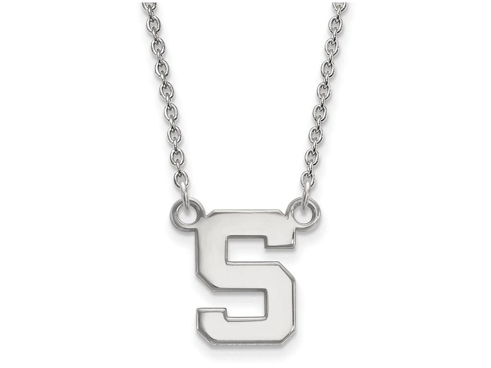14k White Gold Logoart Michigan State University Small Pendant Necklace