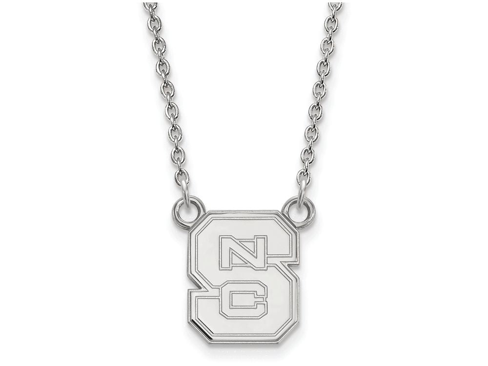 14k White Gold Logoart North Carolina State University Small Pendant Necklace