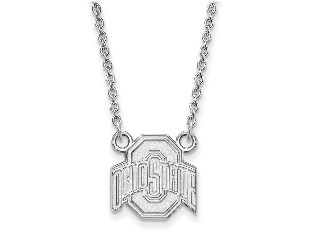 14k White Gold Logoart Ohio State University Small Pendant Necklace