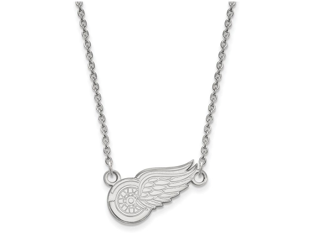 14k White Gold Nhl Logoart Detroit Red Wings Small Pendant Necklace