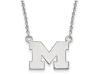 14k White Gold Logoart Michigan (univ Of) Small Pendant Necklace