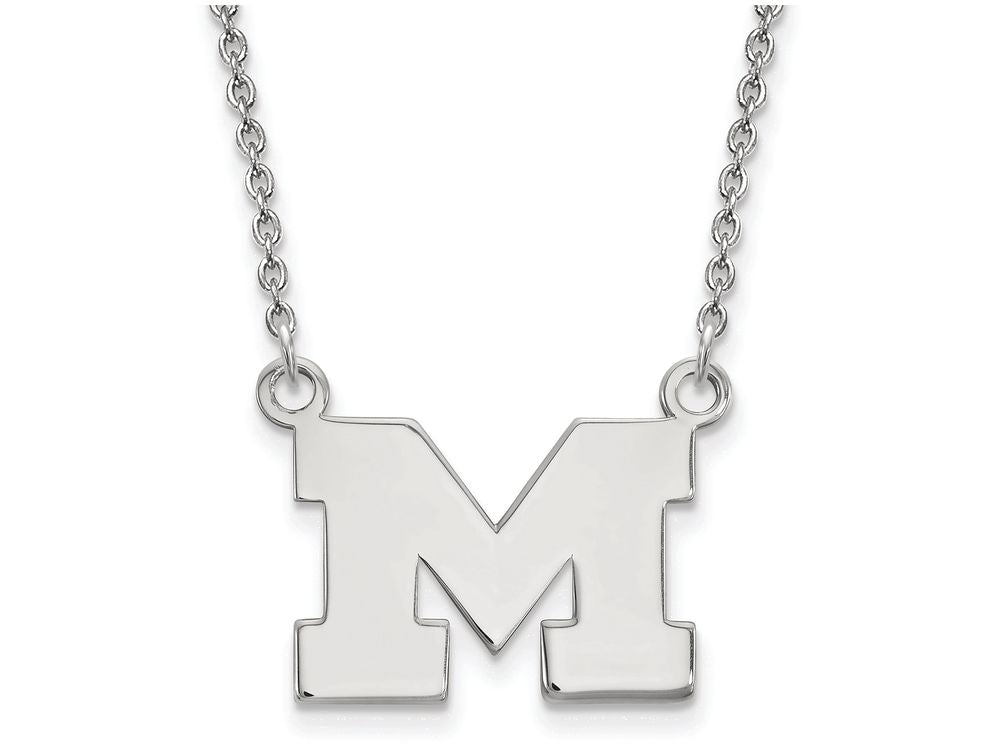 14k White Gold Logoart Michigan (univ Of) Small Pendant Necklace