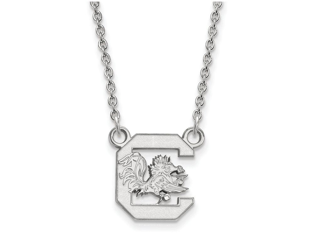 14k White Gold Logoart University Of South Carolina Small Pendant Necklace