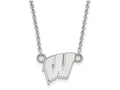 14k White Gold Logoart University Of Wisconsin Small Pendant Necklace