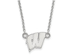 14k White Gold Logoart University Of Wisconsin Small Pendant Necklace