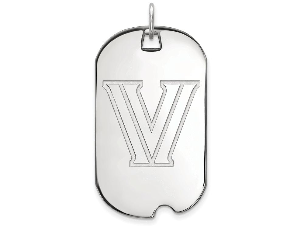 14k White Gold Logoart Villanova University Large Dog Tag Pendant Necklace