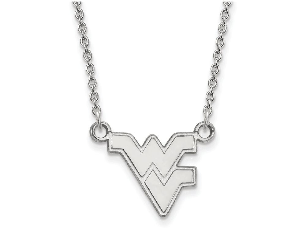 14k White Gold Logoart West Virginia University Small Pendant Necklace