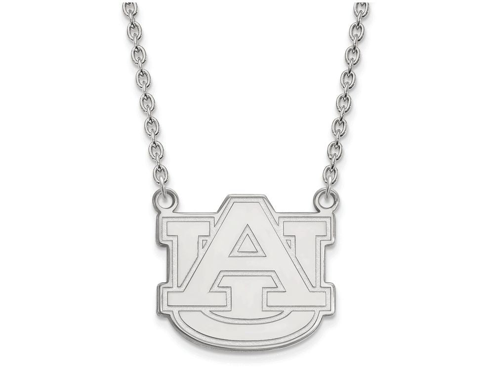 14k White Gold Logoart Auburn University Large Pendant Necklace