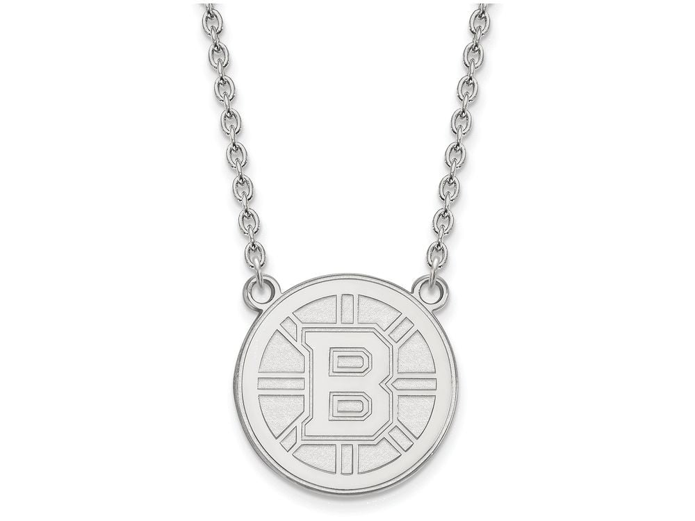 14k White Gold Nhl Logoart Boston Bruins Large Pendant Necklace