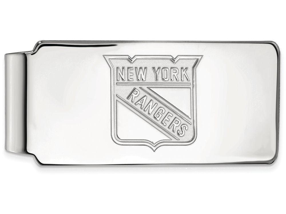 14k White Gold Nhl Logoart New York Rangers Money Clip