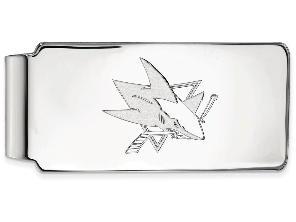 14k White Gold Nhl Logoart San Jose Sharks Money Clip