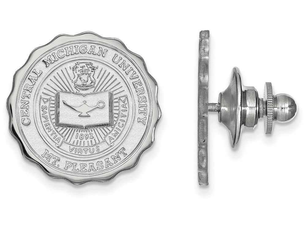 14k White Gold Logoart Central Michigan University Crest Lapel Pin