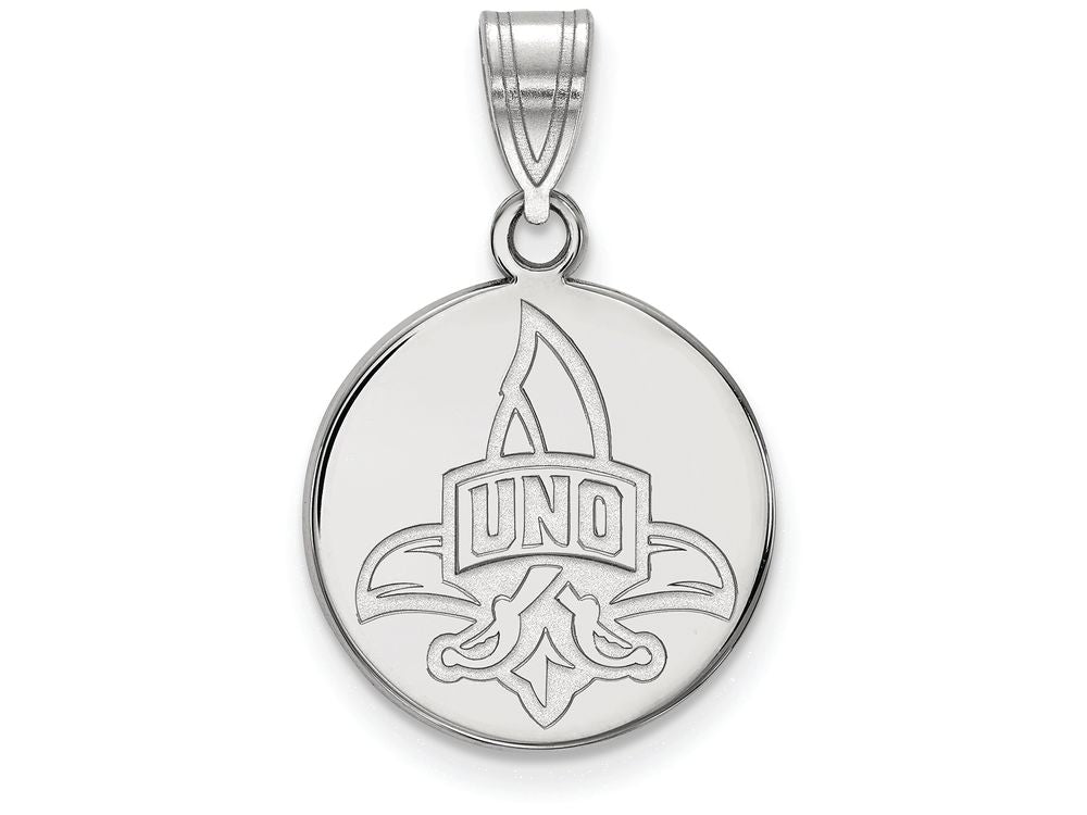 14k White Gold Logoart University Of New Orleans Medium Disc Pendant