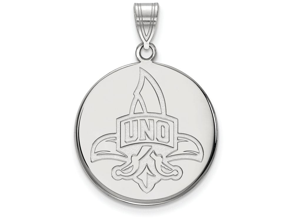 14k White Gold Logoart University Of New Orleans Large Disc Pendant