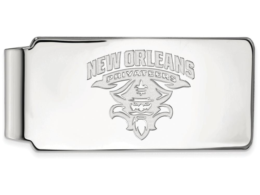14k White Gold Logoart University Of New Orleans Money Clip