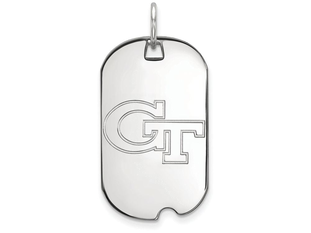 14k White Gold Logoart Georgia Institute Of Technology Small Dog Tag Pendant Necklace