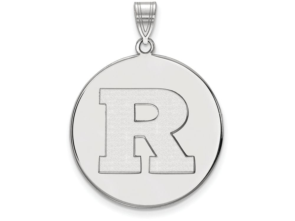 14k White Gold Logoart Rutgers Extra Large  Disc Pendant