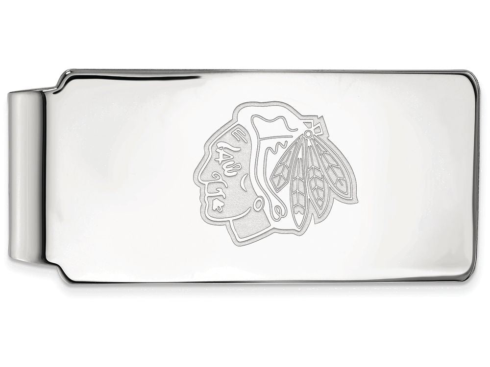 14k White Gold Nhl Logoart Chicago Blackhawks Money Clip