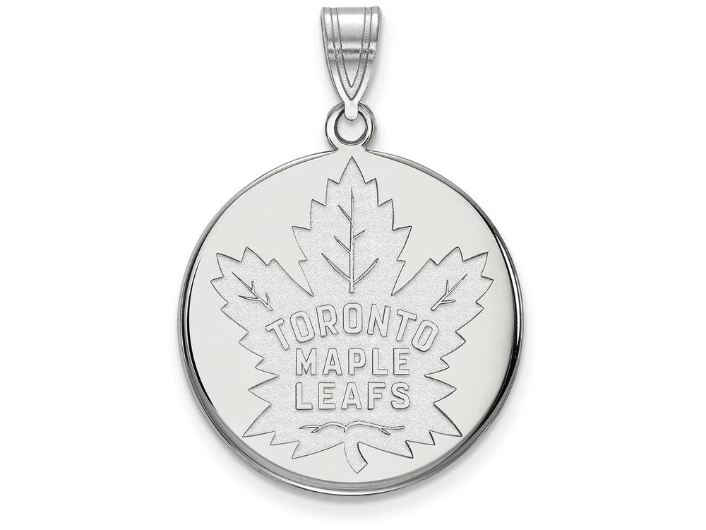14k White Gold Nhl Logoart Toronto Maple Leafs Large Disc Pendant