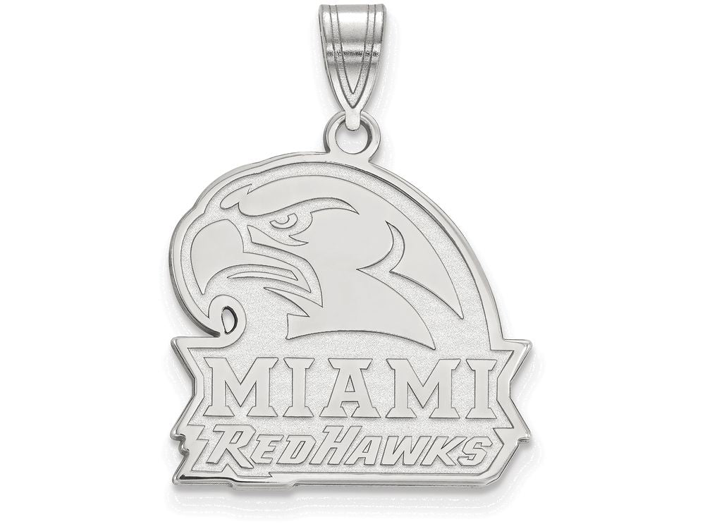 14k White Gold Logoart Miami University Large Pendant