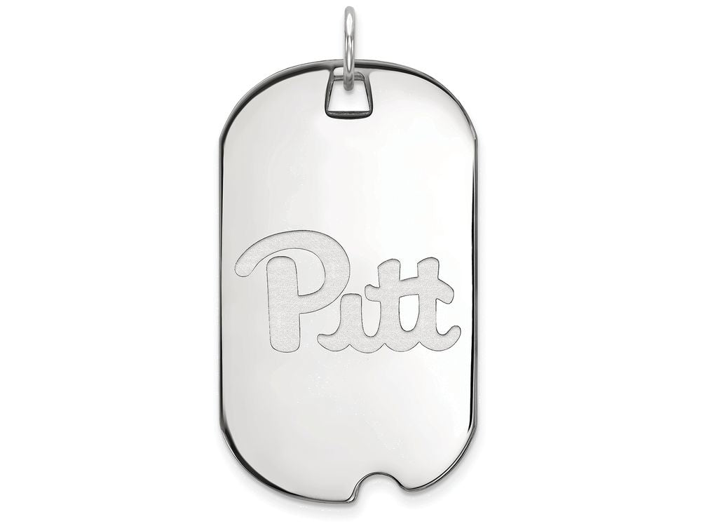 14k White Gold Logoart University Of Pittsburgh Large Dog Tag Pendant Necklace