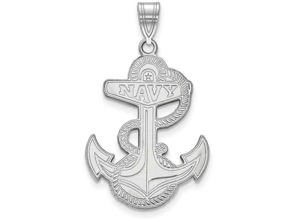 14k White Gold Logoart Navy Extra Large  Pendant