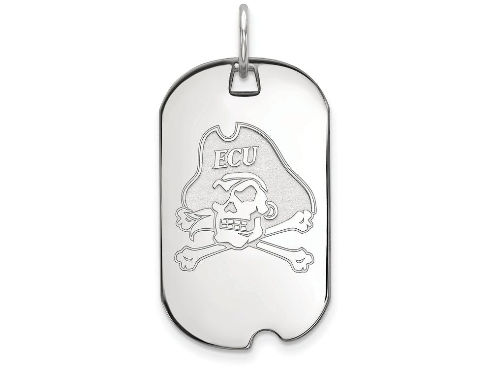 14k White Gold Logoart East Carolina University Small Dog Tag Pendant Necklace