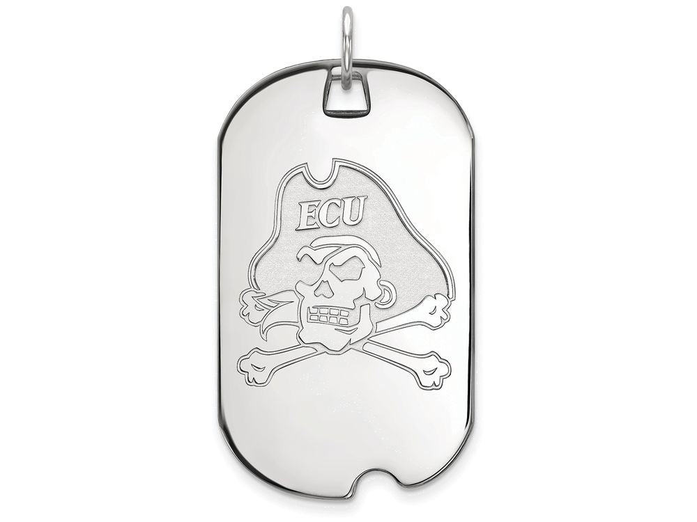 14k White Gold Logoart East Carolina University Large Dog Tag Pendant Necklace