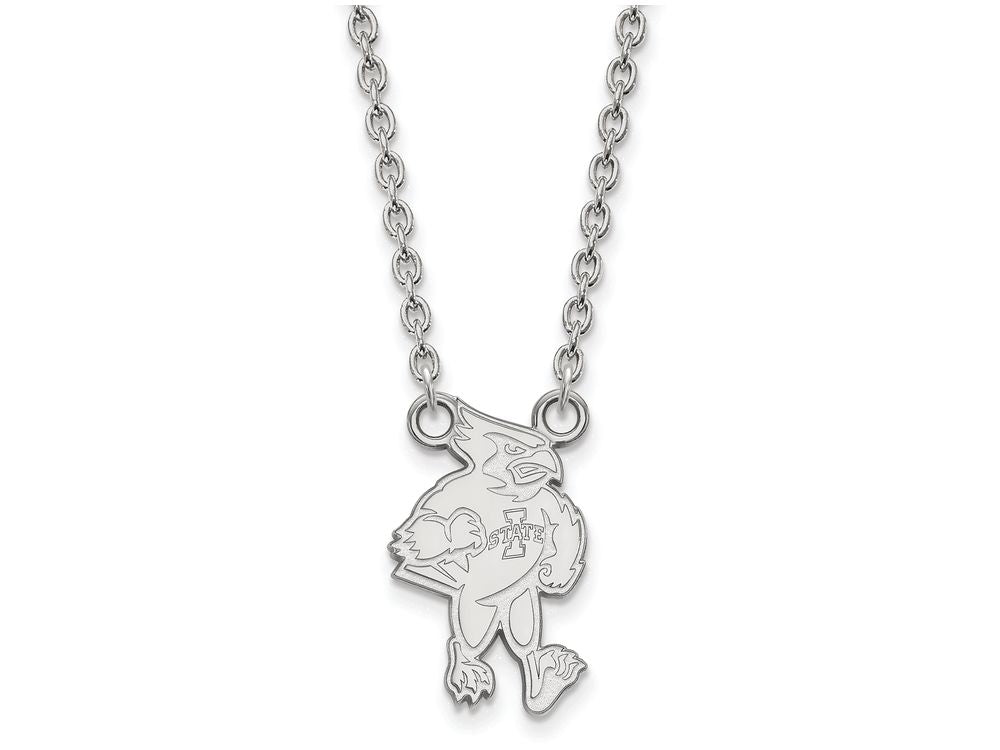 14k White Gold Logoart Iowa State University Large Pendant Necklace