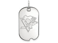 14k White Gold Nhl Logoart Pittsburgh Penguins Small Dog Tag Pendant Necklace