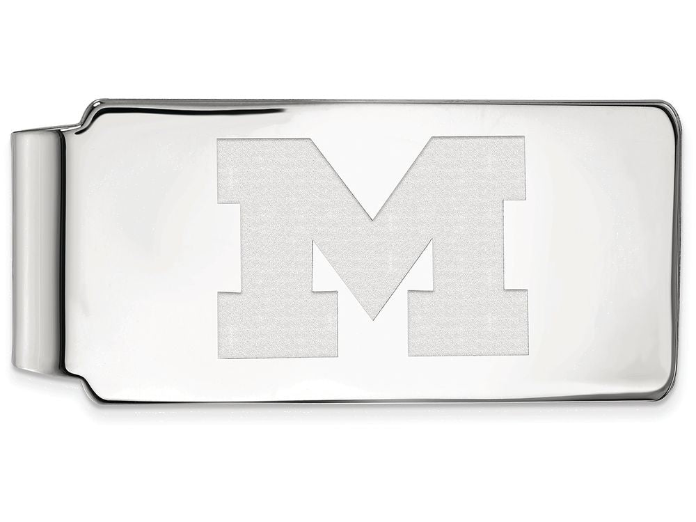 14k White Gold Logoart Michigan (univ Of) Money Clip